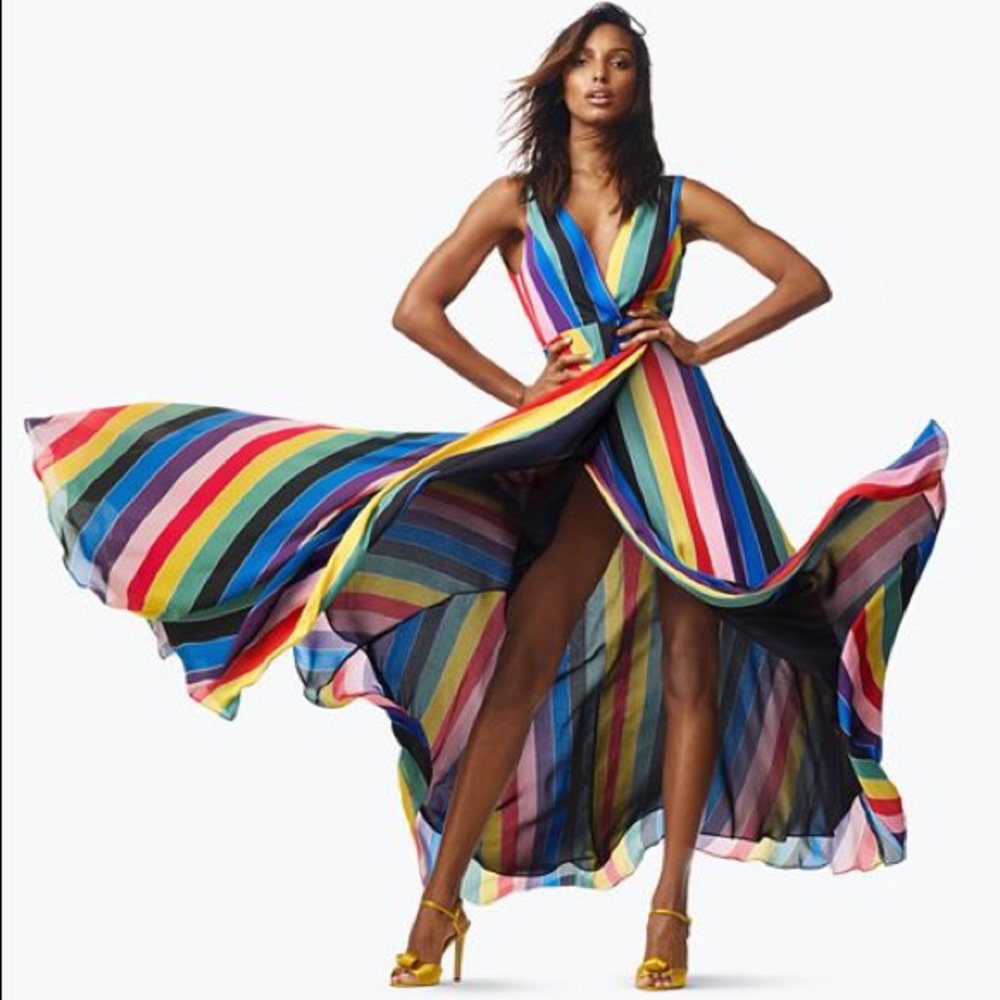 Rainbow Striped Maxi Wrap Dress PRIDE 🏳️‍🌈
